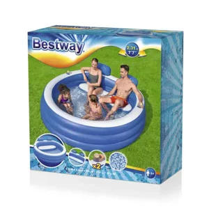 בריכה משפחתית עגולה עם ספסל ומשענות ראש BESTWAY דגם 54422 ???? בריכה משפחתית עגולה עם ספסל ומשענות ראש BESTWAY דגם 54422 ????