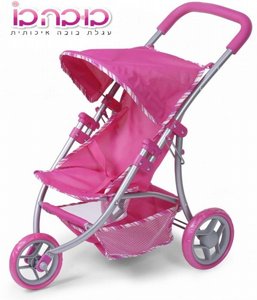 עגלת בובה בו 3 גלגלים ורודה עגלת בובה בו 3 גלגלים ורודה