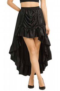 חצאית שחורה לתחפושת נשים פורים עם כיווצים וגלים, קצרה מקדימה וארוכה מאחור חצאית שחורה לתחפושת נשים פורים עם כיווצים וגלים, קצרה מקדימה וארוכה מאחור