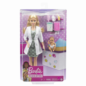 Barbie ברבי רופאה עם תינוק ואביזרים Barbie ברבי רופאה עם תינוק ואביזרים